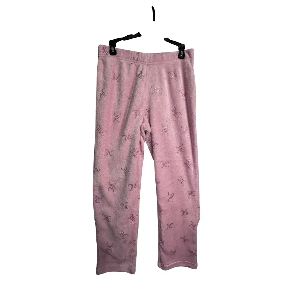 Juicy Couture Pink Velour All Over JC Logo Pajama Pants Sleepwear Size S - Picture 1 of 6